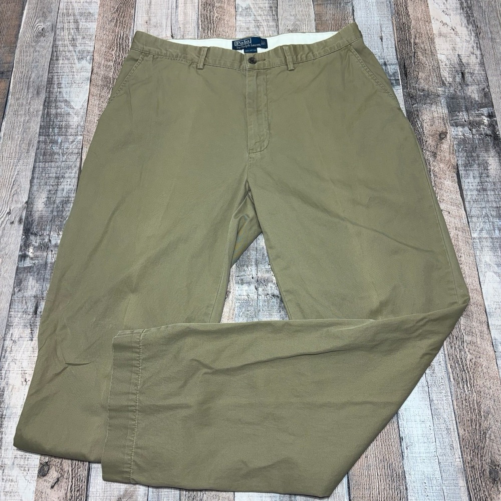Vintage Poko Ralph Lauren Chino Pants Men 34x32 Khaki Beige Classic Cotton Prep